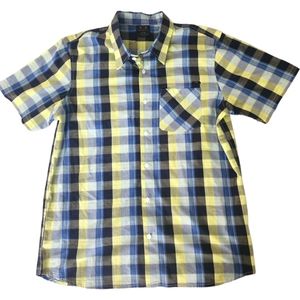 Oakley Men's button up Plaid Medium Blue Green Black